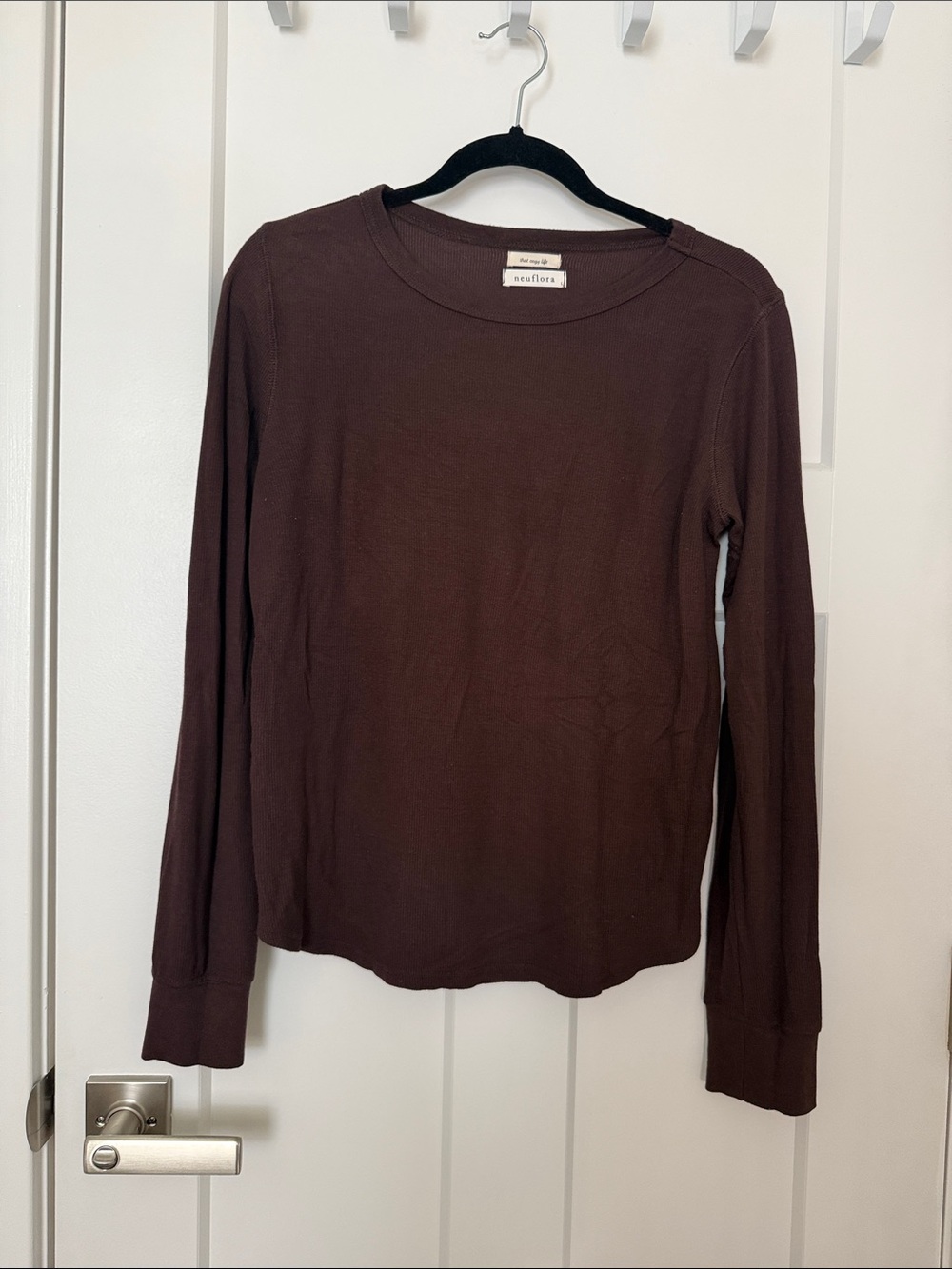 Neuflora- Dark Chocolate Brown Long-Sleeve Crewneck Tee